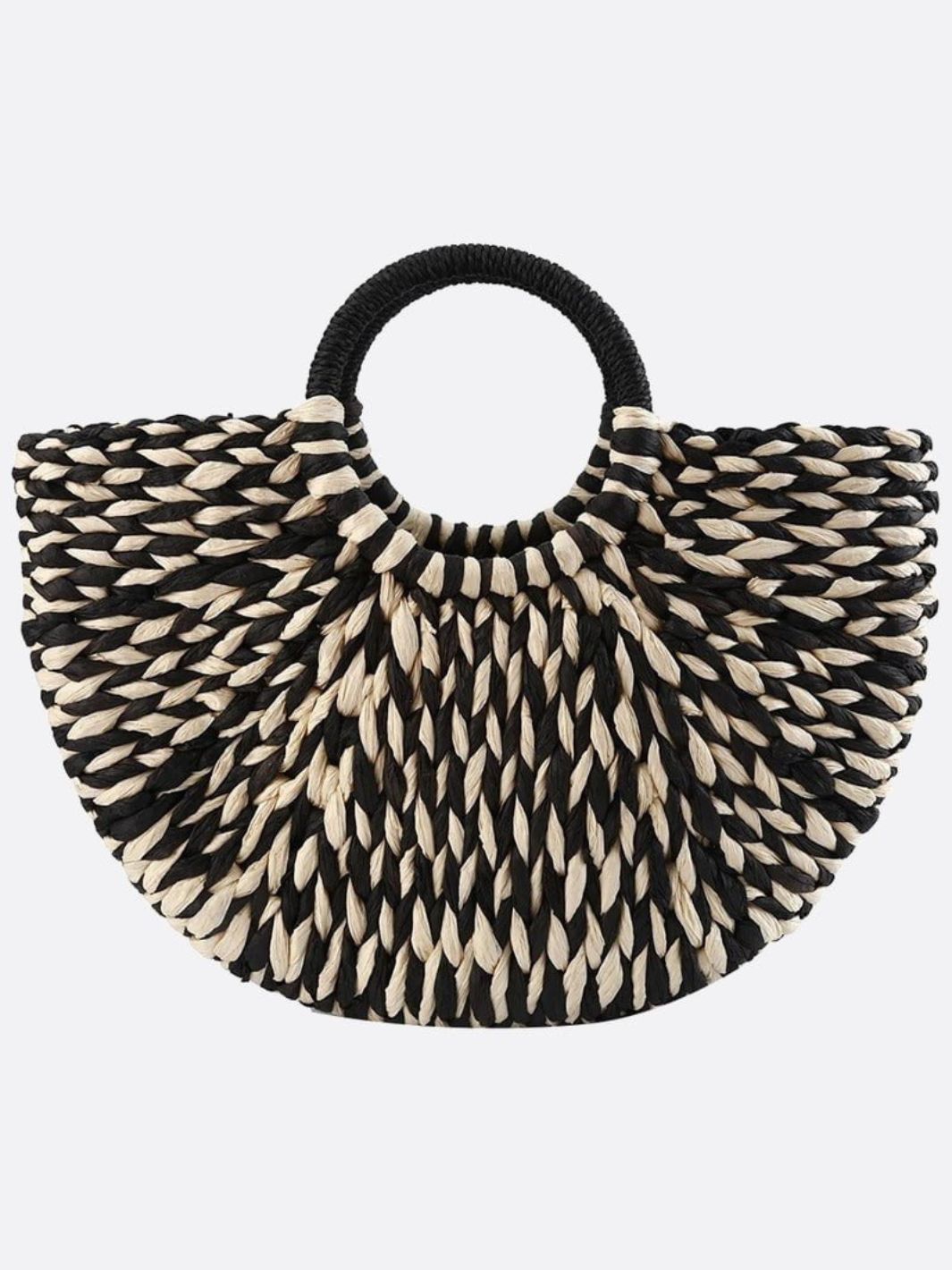 Black and natural wicker basket