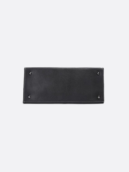 Black Leather Tote Handbag
