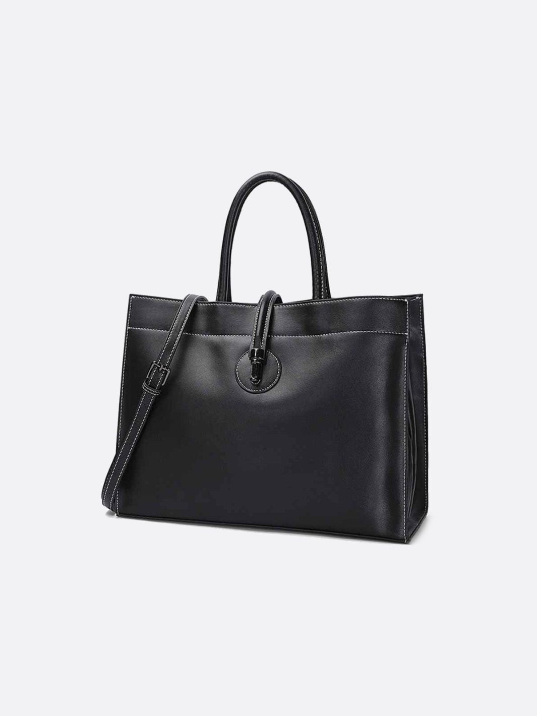 Black Leather Tote Handbag