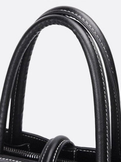 Black Leather Tote Handbag