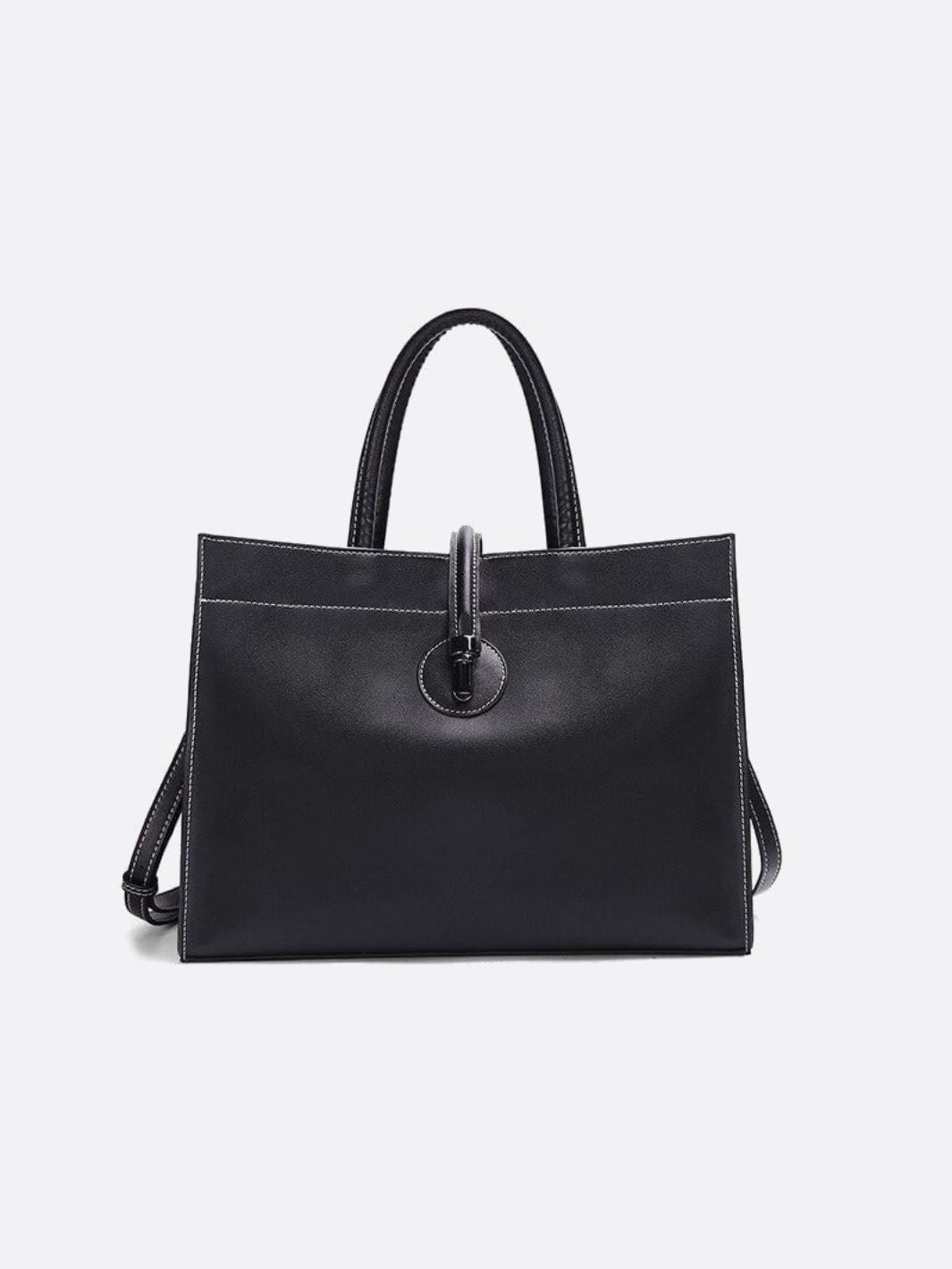 Black Leather Tote Handbag