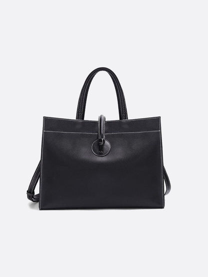 Black Leather Tote Handbag