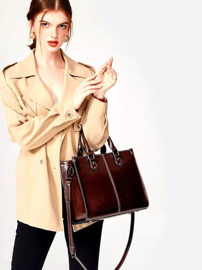 Vintage Leather Tote Handbag