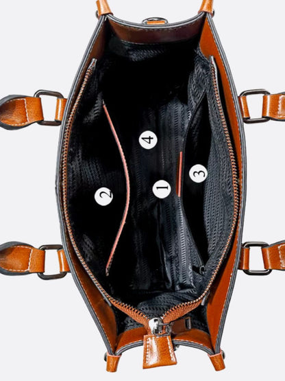 Vintage Leather Tote Handbag