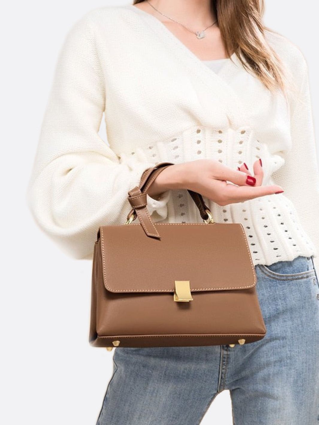 Trapeze Genuine Leather Handbag