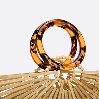 Half-moon bamboo handbag