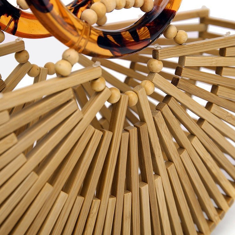 Half-moon bamboo handbag
