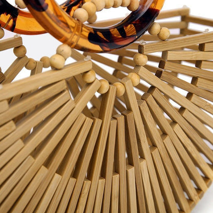Half-moon bamboo handbag