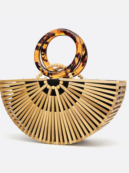 Half-moon bamboo handbag
