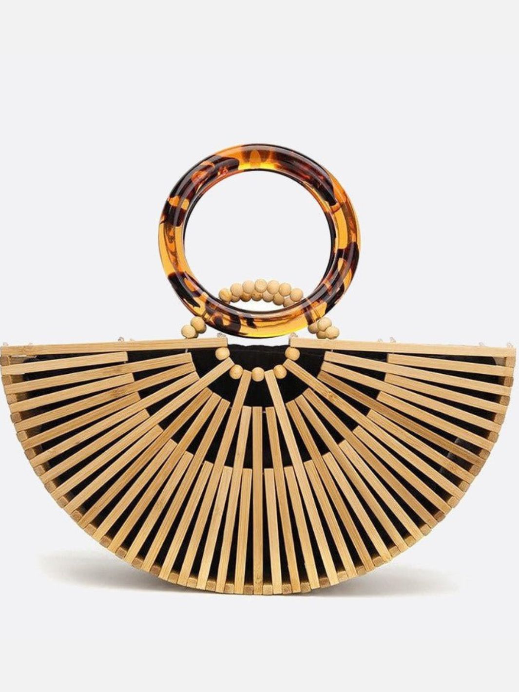 Half-moon bamboo handbag