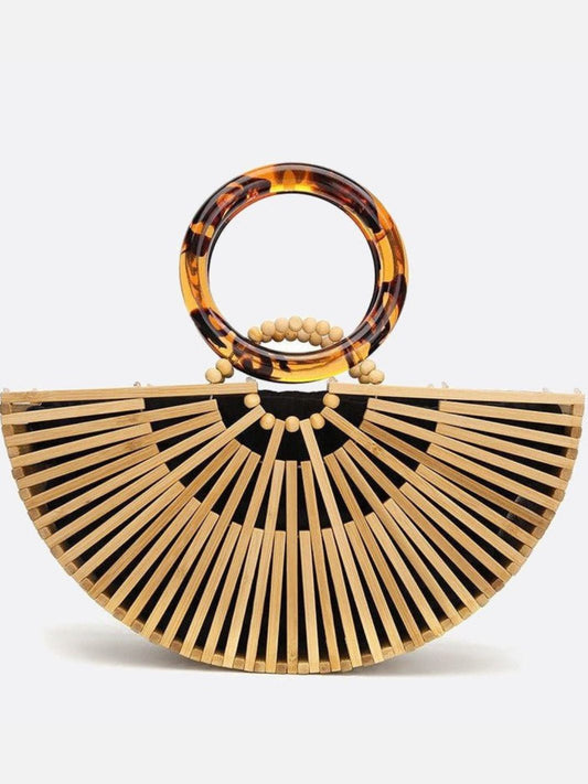 Half-moon bamboo handbag