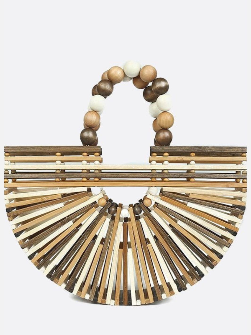 Multicolored bamboo half-moon handbag