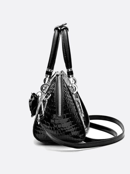 Stylish Crocodile-Texture Vegan Leather Bag