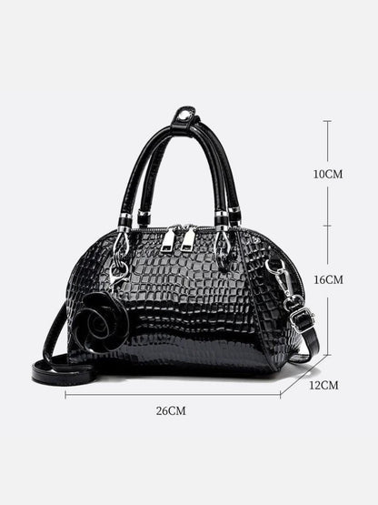 Stylish Crocodile-Texture Vegan Leather Bag