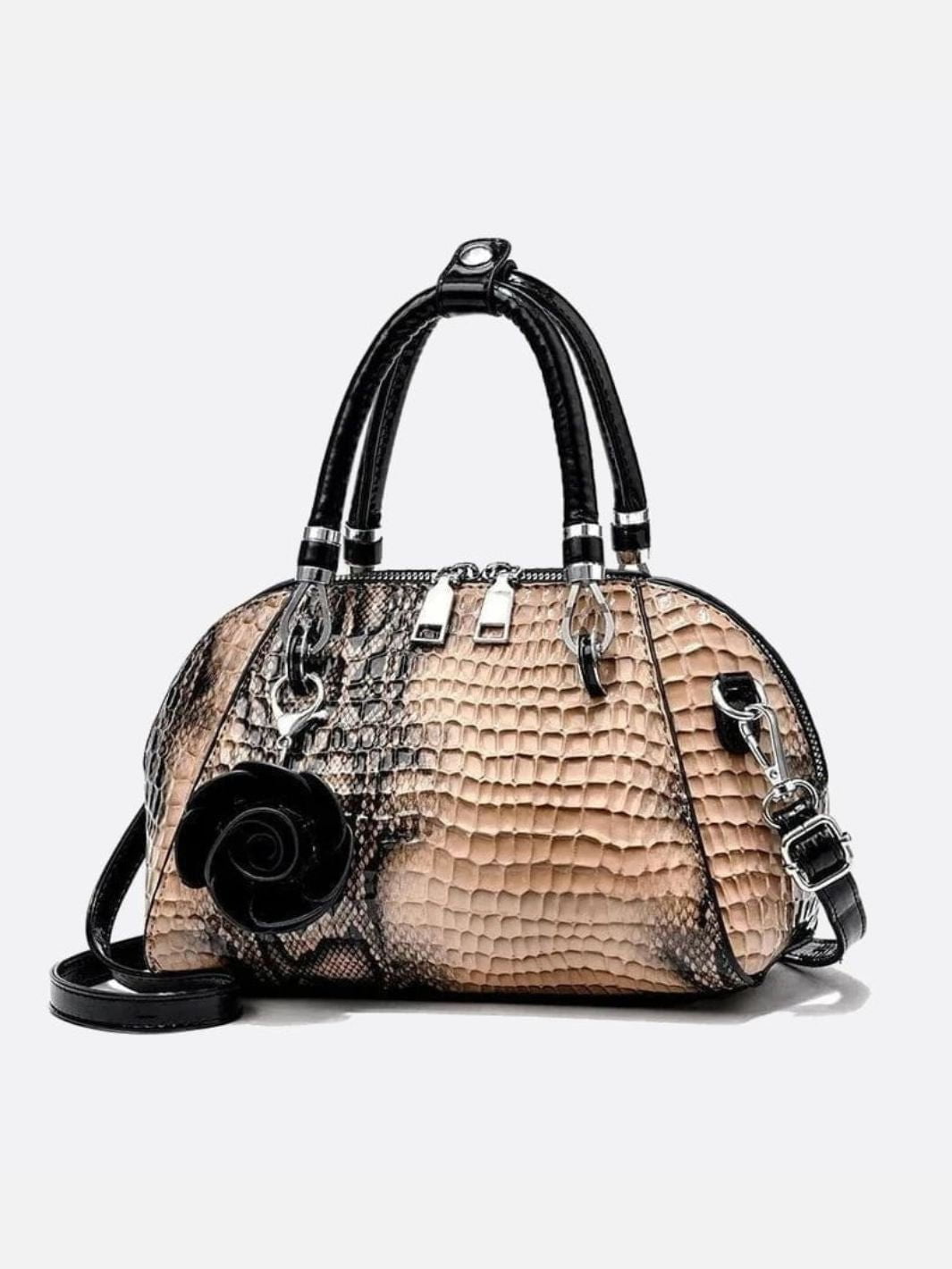 Stylish Crocodile-Texture Vegan Leather Bag