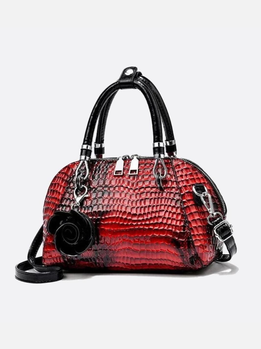 Stylish Crocodile-Texture Vegan Leather Bag