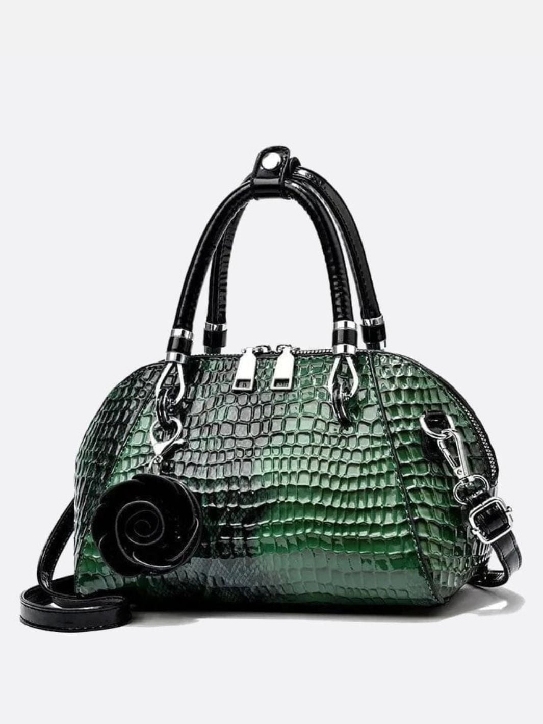 Stylish Crocodile-Texture Vegan Leather Bag
