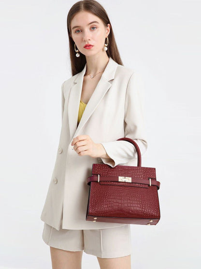 Crocodile Trapeze Handbag