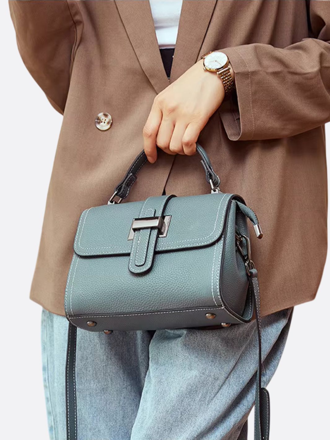 Convertible Leather Crossbody Handbag