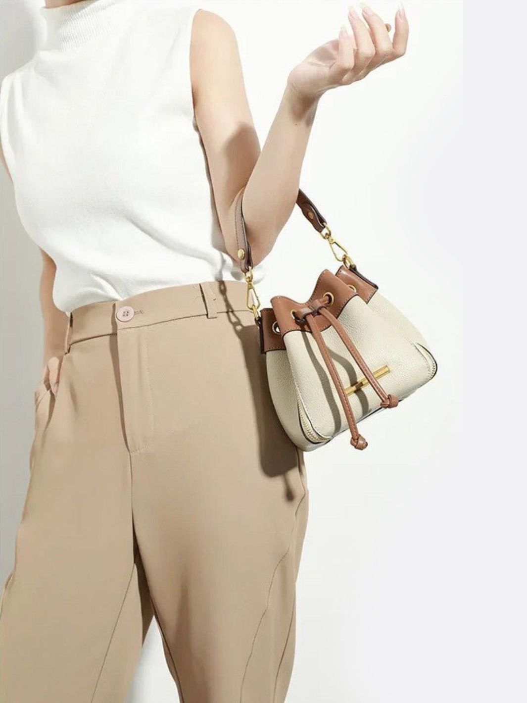 Small Leather Bucket Handbag