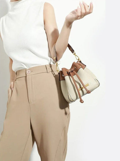 Small Leather Bucket Handbag