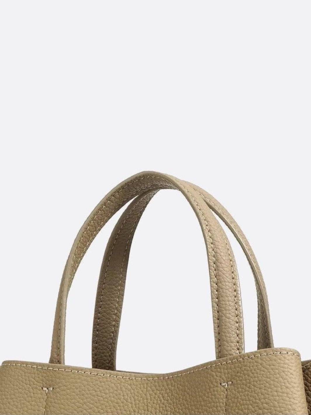 Grained Leather Bucket Handbag