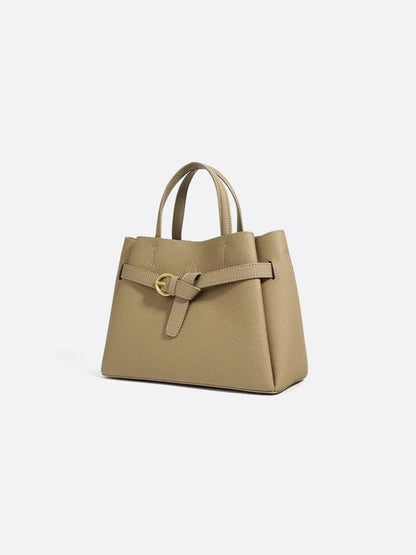 Grained Leather Bucket Handbag