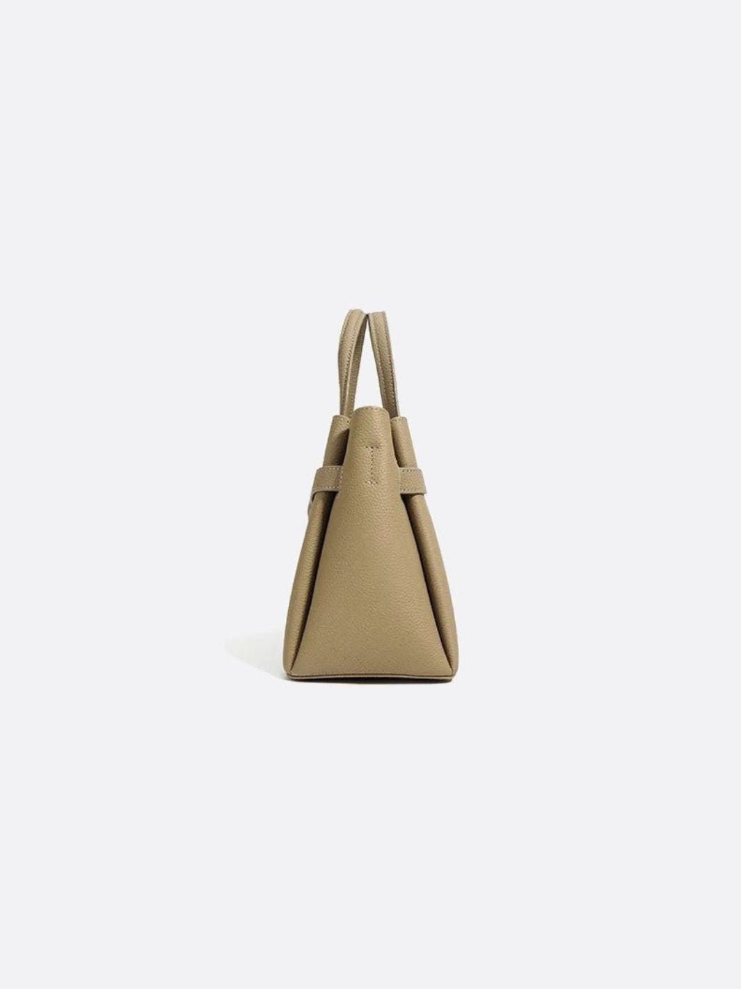 Grained Leather Bucket Handbag