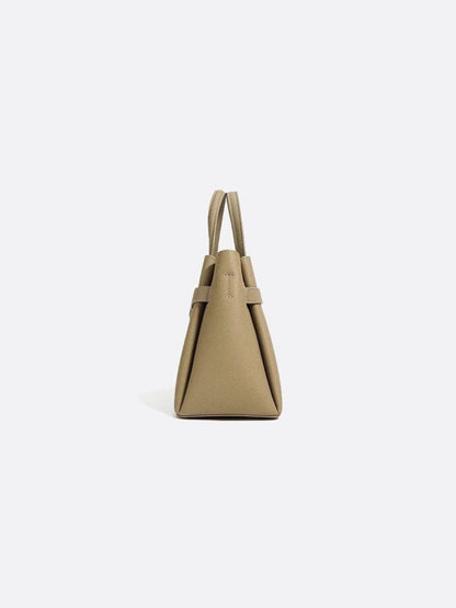 Grained Leather Bucket Handbag