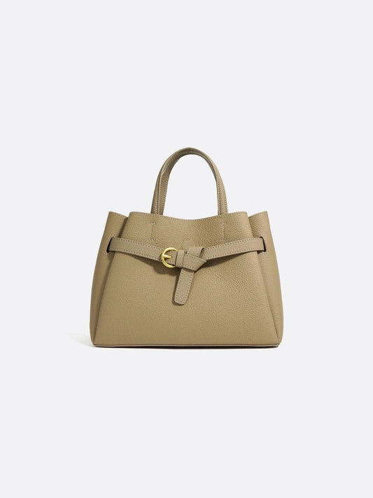 Grained Leather Bucket Handbag