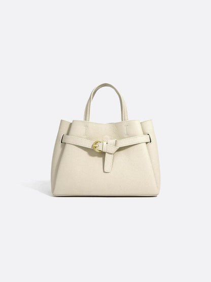 Grained Leather Bucket Handbag
