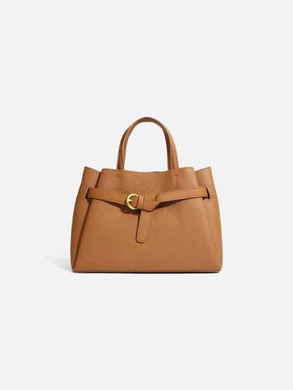 Grained Leather Bucket Handbag