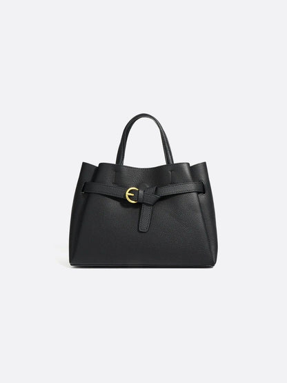 Grained Leather Bucket Handbag