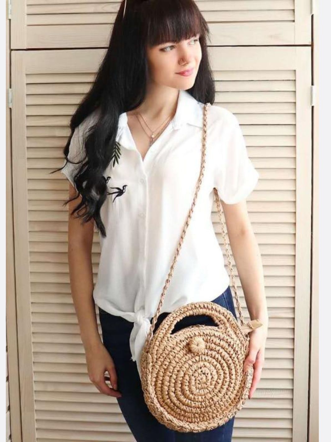 Chic Summer Round Straw Crossbody Bag