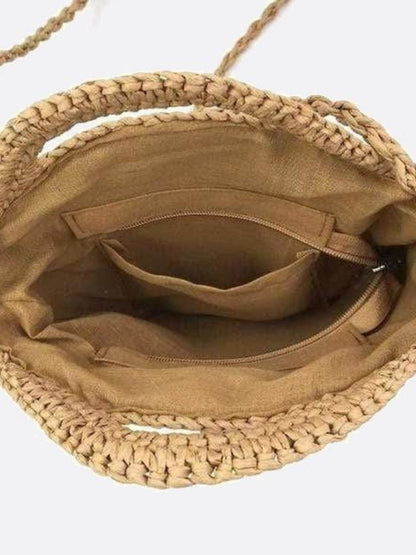 Chic Summer Round Straw Crossbody Bag