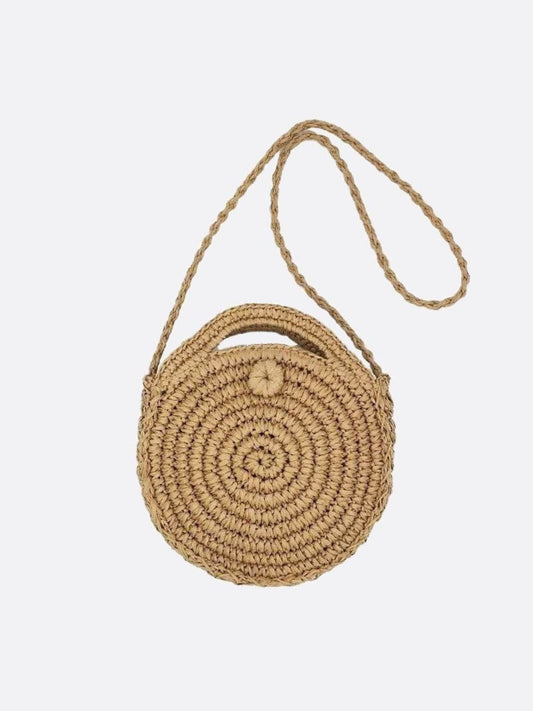 Chic Summer Round Straw Crossbody Bag