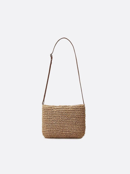 Straw and crochet shoulder bag