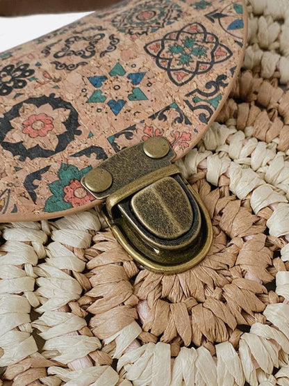 Round Summer Crossbody Straw Bag