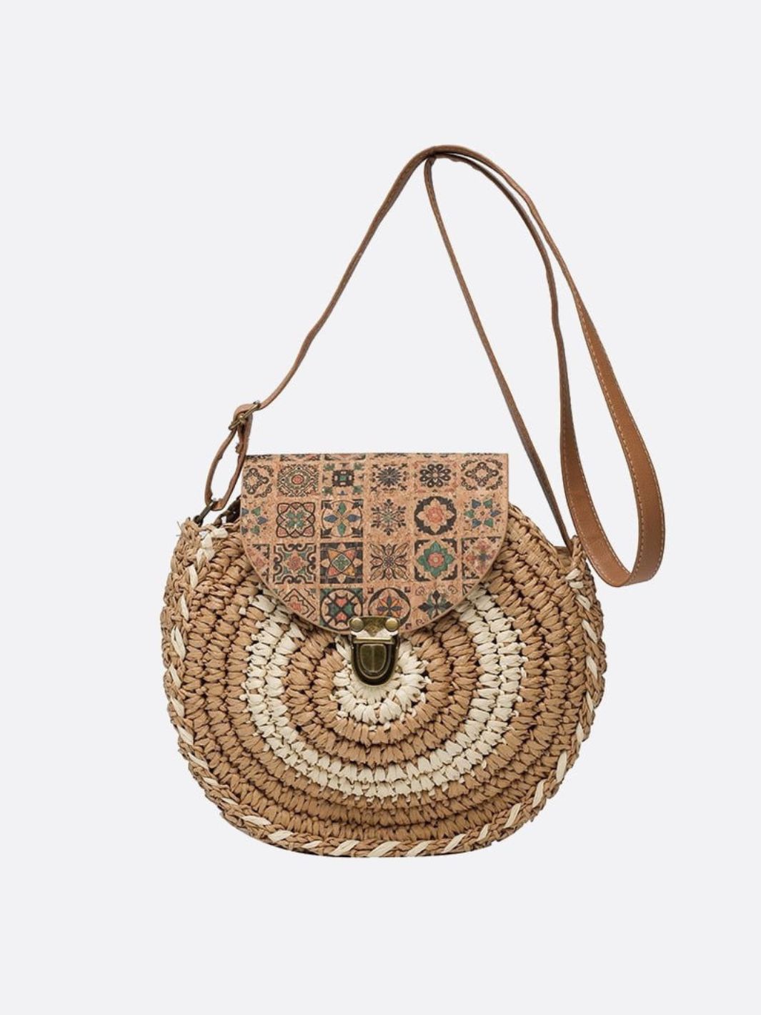 Round Summer Crossbody Straw Bag