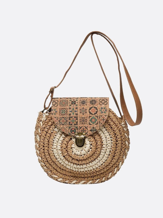 Round Summer Crossbody Straw Bag