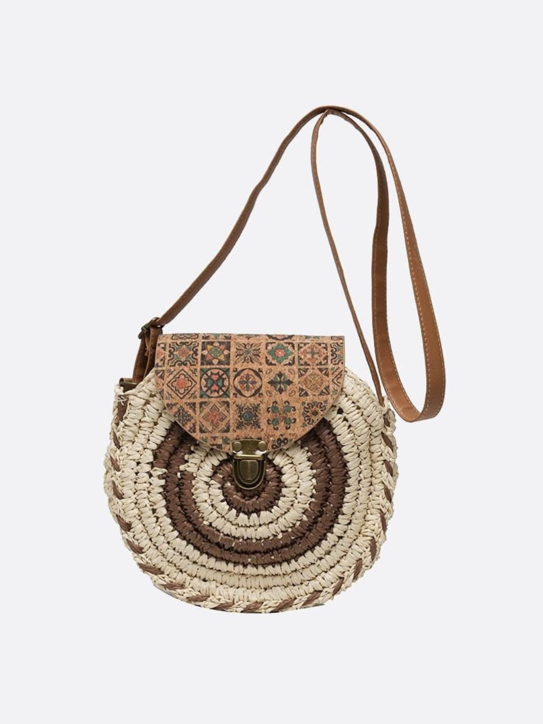 Round Summer Crossbody Straw Bag
