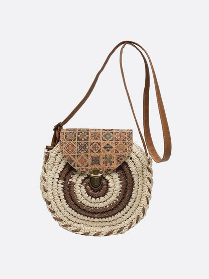 Round Summer Crossbody Straw Bag