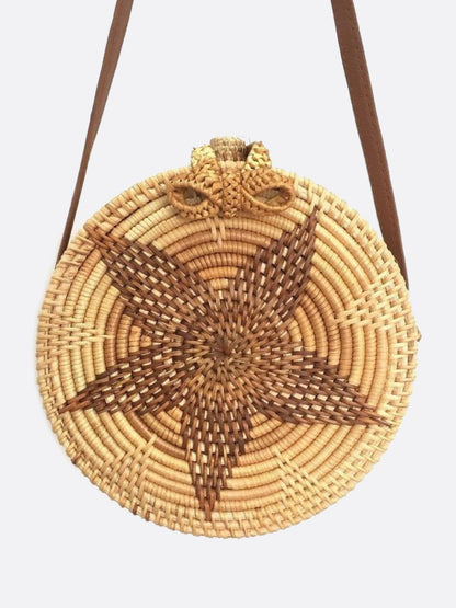 Boho Round Straw Crossbody Bag