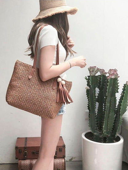 Bohemian straw bag