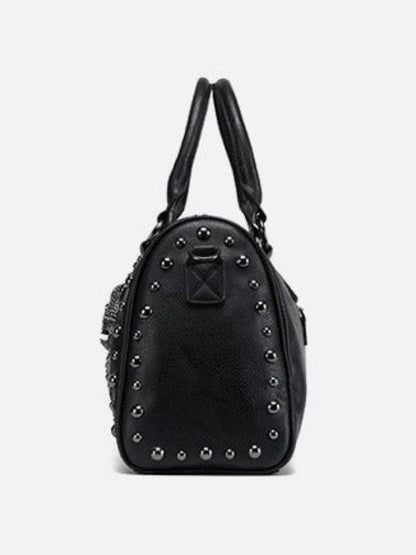 Black Studded Vegan Bowling Bag