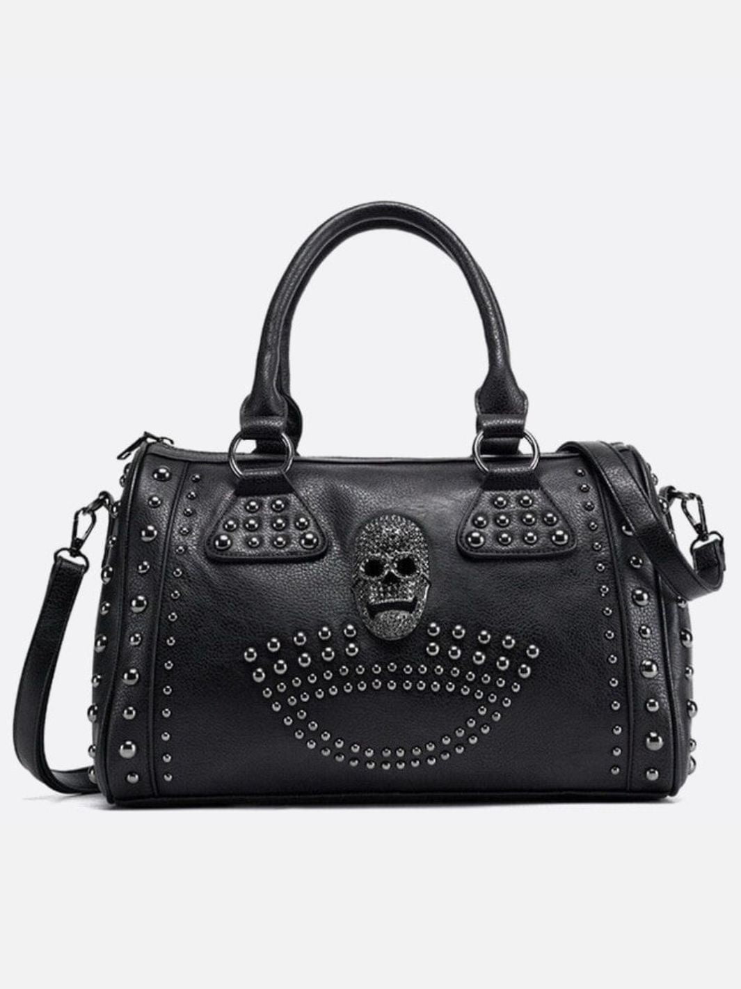 Black Studded Vegan Bowling Bag