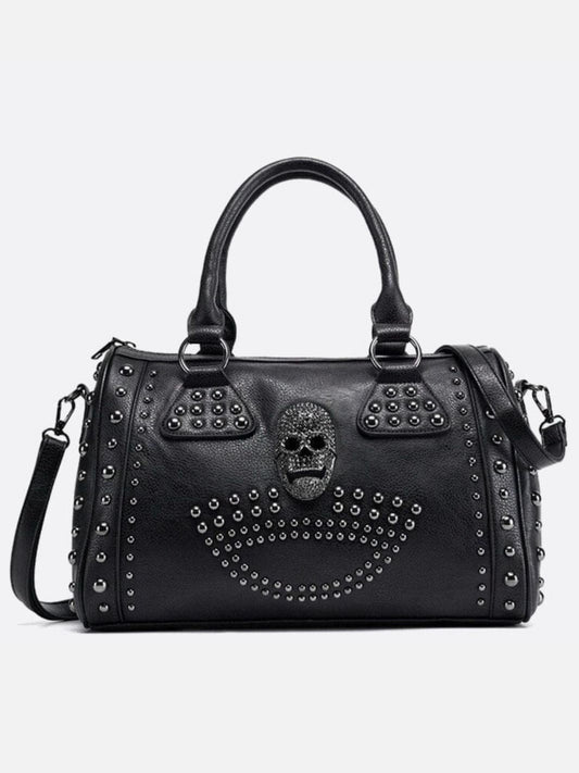 Black Studded Vegan Bowling Bag