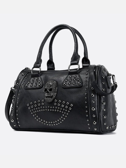 Black Studded Vegan Bowling Bag