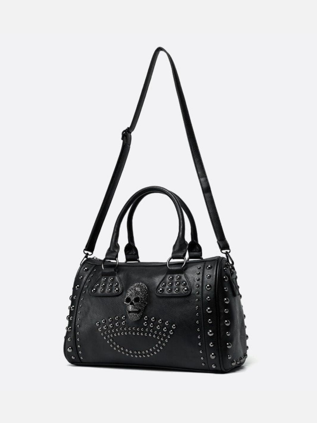 Black Studded Vegan Bowling Bag