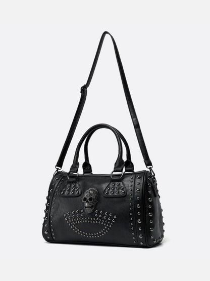 Black Studded Vegan Bowling Bag